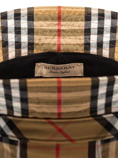 Shop Burberry Multicoloured Vintage Check Cotton Bucket Hat In Brown