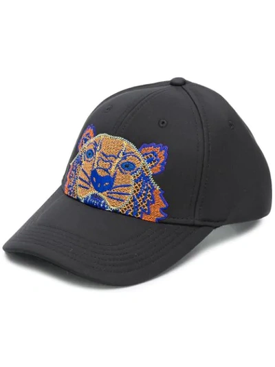 Shop Kenzo Tiger Embroidery Baseball Cap In Black