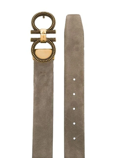 Shop Ferragamo Salvatore  Double Gancio Buckle Belt - Neutrals