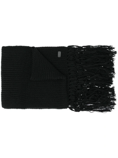Shop Saint Laurent Knitted Long Scarf In Black