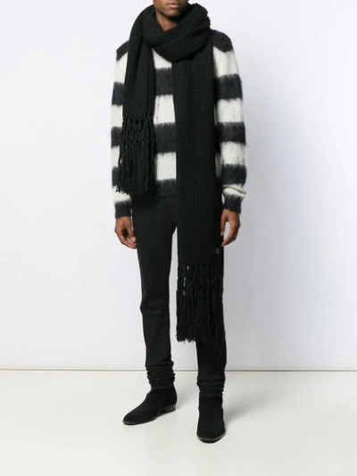 Shop Saint Laurent Knitted Long Scarf In Black