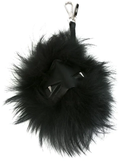 Shop Fendi Feather Keyring - Black