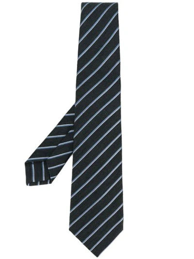 Shop Kiton Striped Tie - Grey