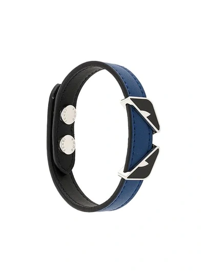 Shop Fendi Bag Bugs Bracelet In Blue