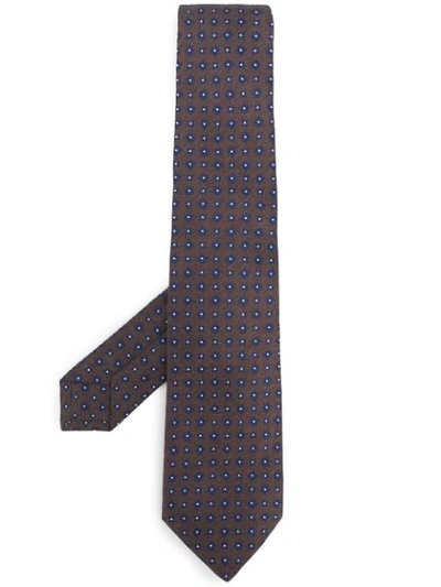 Shop Kiton Polka Dot Print Tie In Brown