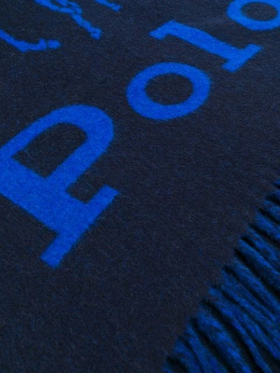 Shop Polo Ralph Lauren Intarsia Logo Scarf In Blue