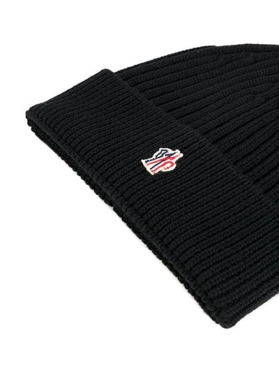 Shop Moncler Ribbed Beanie In Black