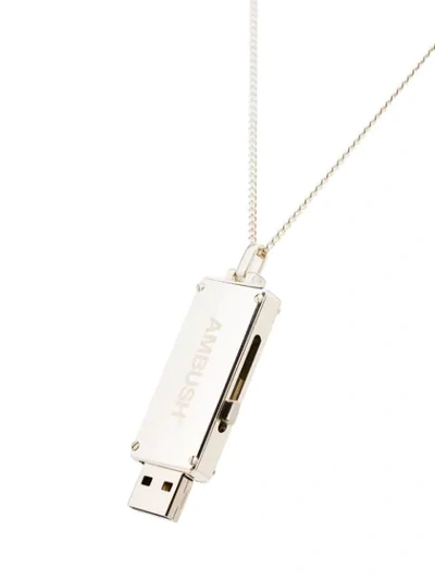 Shop Ambush Usb Pendant Necklace In Metallic