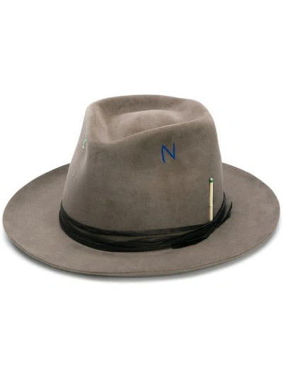 NICK FOUQUET LETTER EMBROIDERED HAT - 灰色