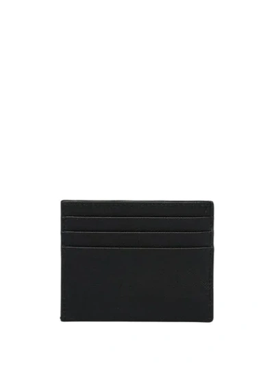 Shop Prada Saffiano Tri-stripe Cardholder In Black