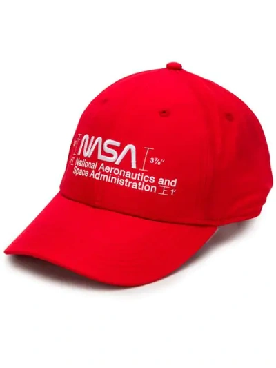 Shop Heron Preston Nasa Embroidered Cap In Red