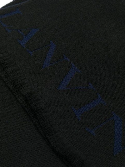 Shop Lanvin Embroidered Logo Scarf In Black