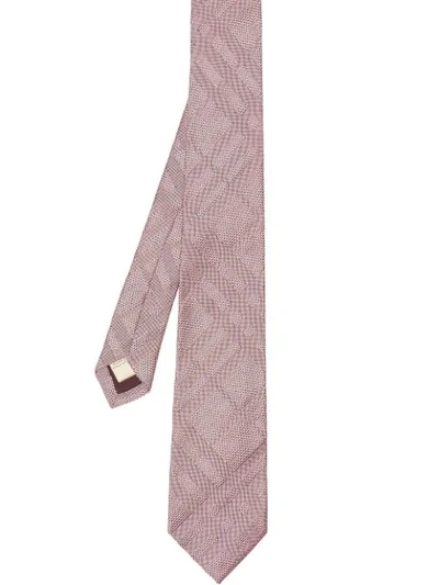 Shop Burberry Modern Cut Check Silk Jacquard Tie In Pink