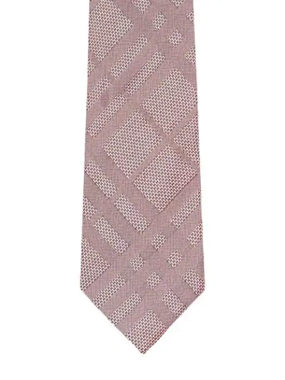 Shop Burberry Modern Cut Check Silk Jacquard Tie In Pink