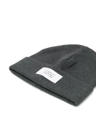 Shop Givenchy Ribbed Beanie Hat In Grey