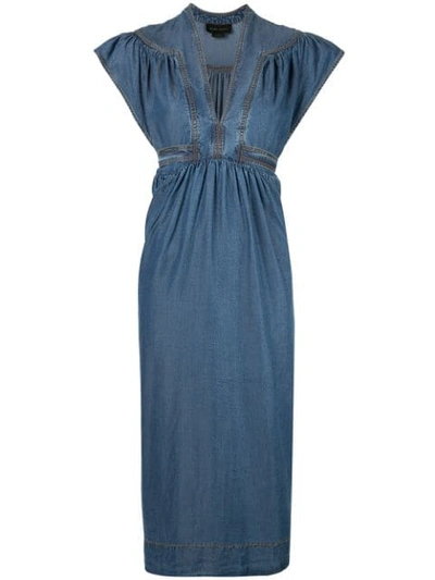 Shop Karen Walker Bayou Midi Dress In Blue