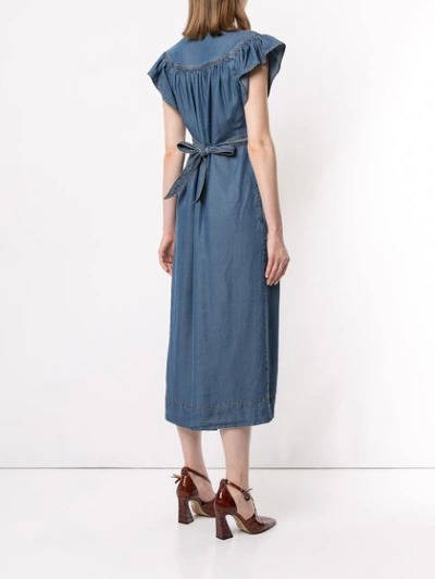 Shop Karen Walker Bayou Midi Dress In Blue