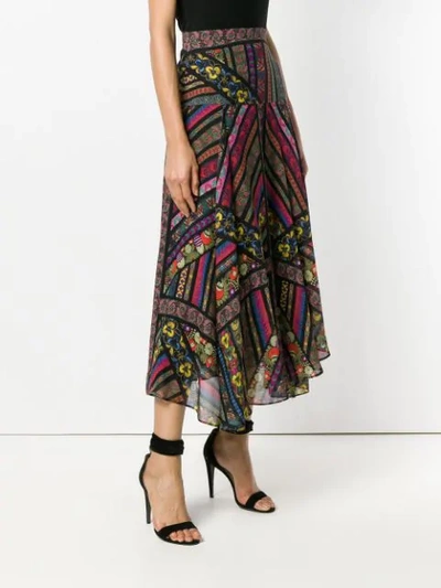 Shop Etro Mixed Print Asymmetric Skirt - Black