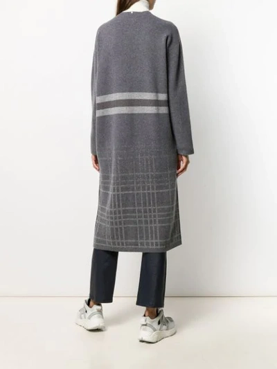 Shop Lorena Antoniazzi Knitted Long Cardigan In Grey