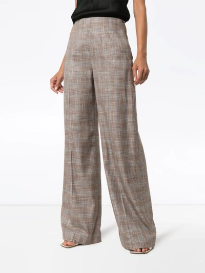 Shop Roland Mouret Tayport Wide-leg Checked Trousers In Pink