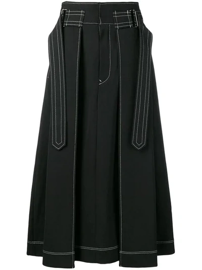 Shop Ujoh Hakama Tuck Skirt In Black