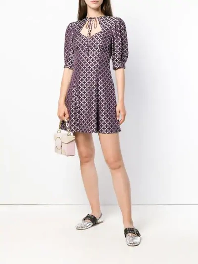 Shop Alexa Chung Floral Tie Neck Mini Dress In Pink