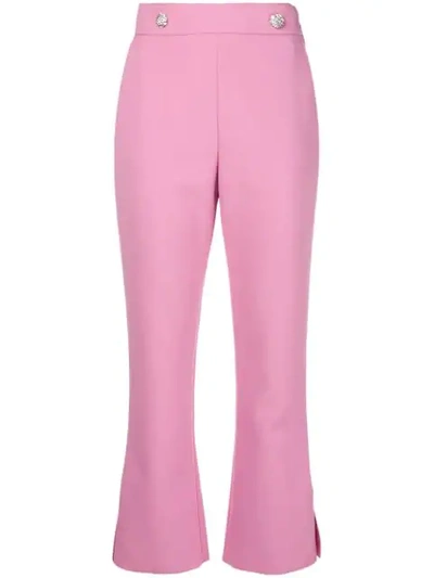 Shop Msgm Cropped Trousers - Pink