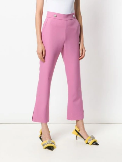Shop Msgm Cropped Trousers - Pink