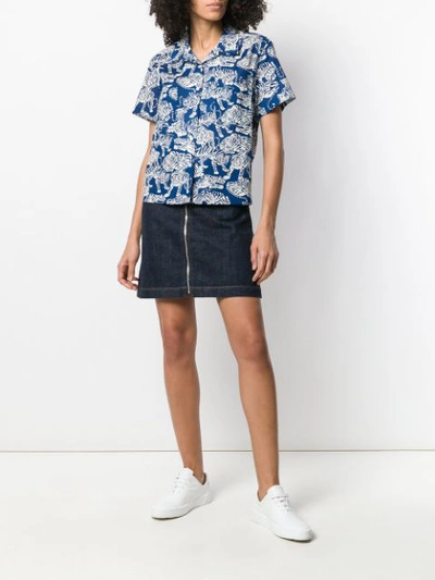 Shop Ymc You Must Create Vegas Tiger Print Shirt In Blue