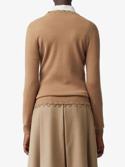 Shop Burberry Chain Detail Cashmere Sweater In Neutrals