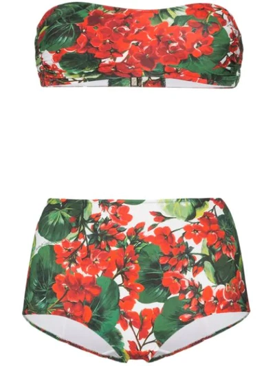 Shop Dolce & Gabbana Portofino Print Bandeau Bikini In Hav03
