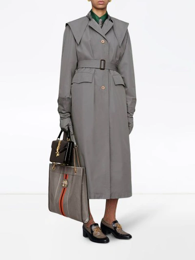 Shop Gucci Belted Trench Coat In Grey