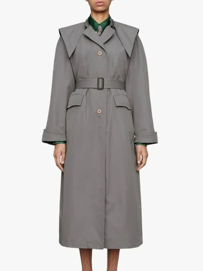 Shop Gucci Belted Trench Coat In Grey