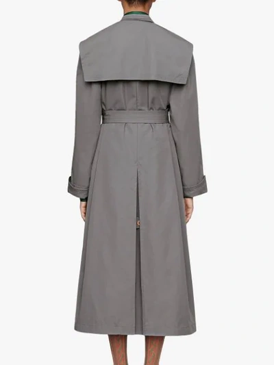 Shop Gucci Belted Trench Coat In Grey