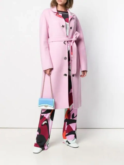 Shop Emilio Pucci Single-breasted Belted Coat In Pink