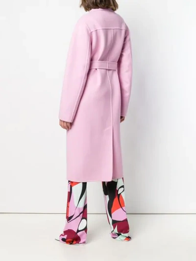 Shop Emilio Pucci Single-breasted Belted Coat In Pink