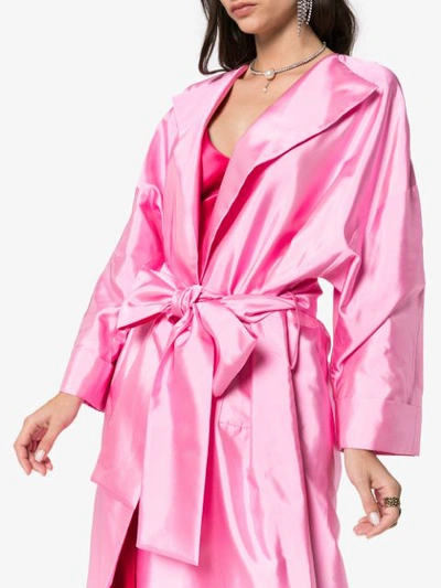 Shop Rosie Assoulin Oversized Sash Silk Coat - Pink