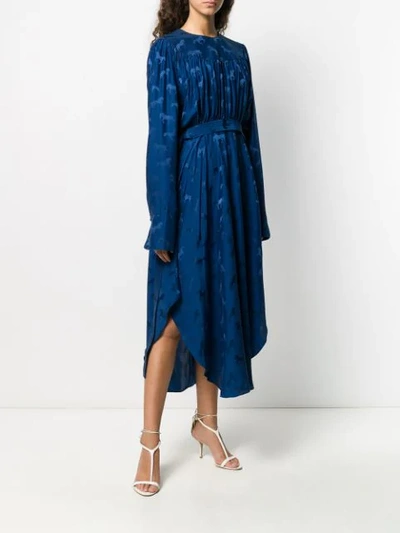 Shop Stella Mccartney Horses Jacquard Midi Dress In Blue