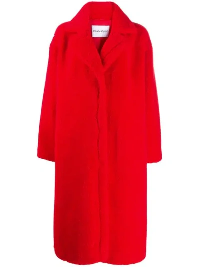 Shop Stand Studio Oversized Single-breasted Coat In Red