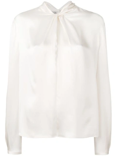 Shop Vince Neck Knot Blouse In White