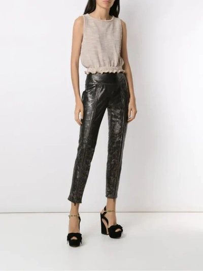 Shop Andrea Bogosian Pietra Leather Skinny Trousers In Metallic
