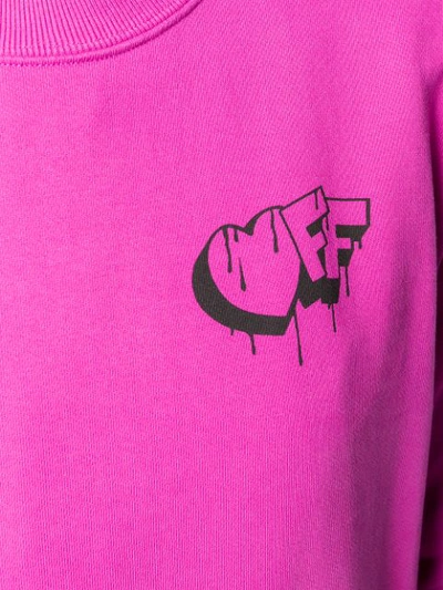 Shop Off-white Dripping Logo Sweatshirt In 2810 Fuchsia Black
