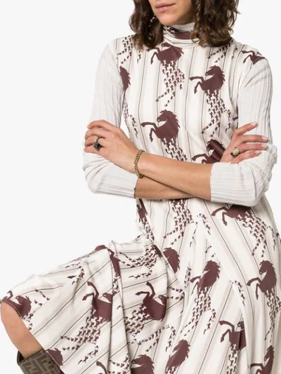 Shop Chloé Scarf Detail Horse Print Dress In White