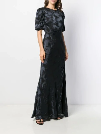Shop Saloni Puff Sleeve Gown In Black