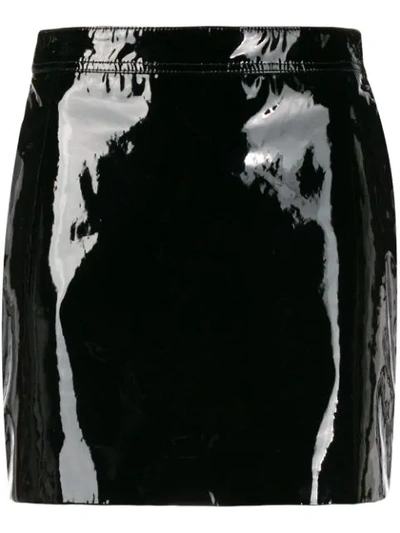 Shop Saint Laurent Patent Leather Mini Skirt In Black
