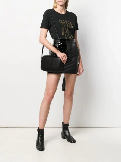 Shop Saint Laurent Patent Leather Mini Skirt In Black