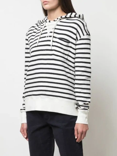 Shop Alex Mill Striped Hoodie In White/navy