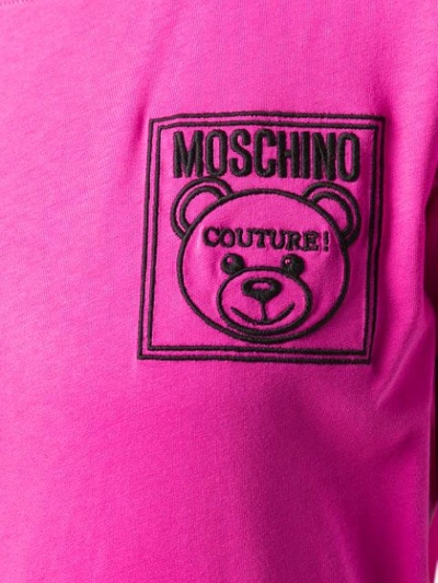 Shop Moschino Teddy Bear Embroidered Logo T-shirt In Pink