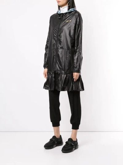 Shop Roberto Cavalli Hooded Rain Jacket In Black