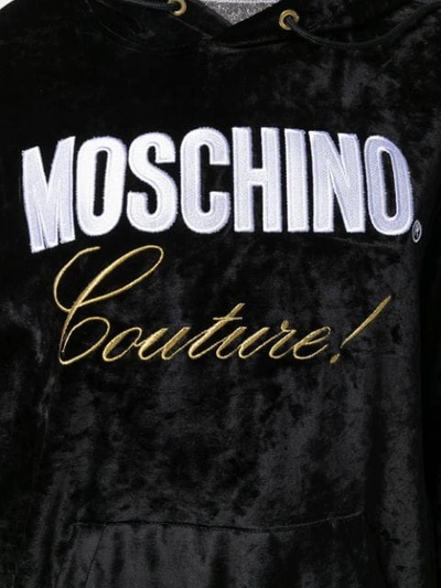Shop Moschino Embroidered-logo Couture Hoodie In Black
